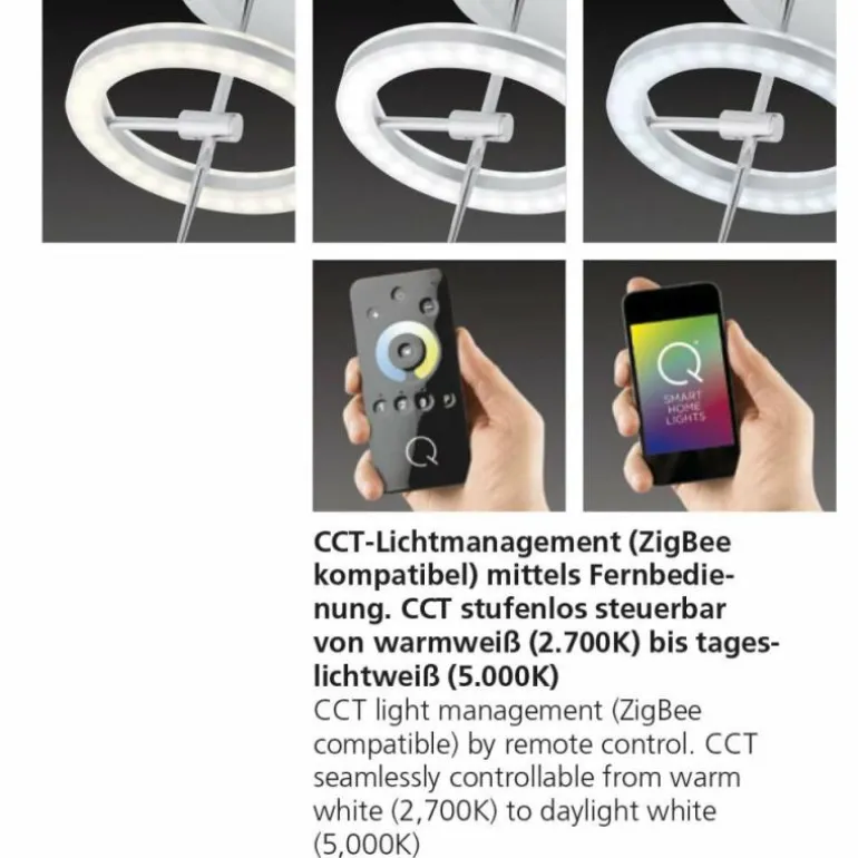 Plafonnier Paul Neuhaus Q-AMY LED Acier inoxydable, 6 lumières, Télécommandes