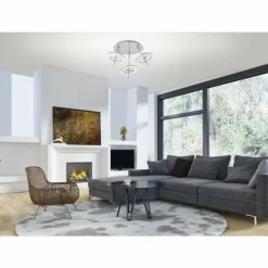 Plafonnier Paul Neuhaus Q-AMY LED Acier inoxydable, 6 lumières, Télécommandes