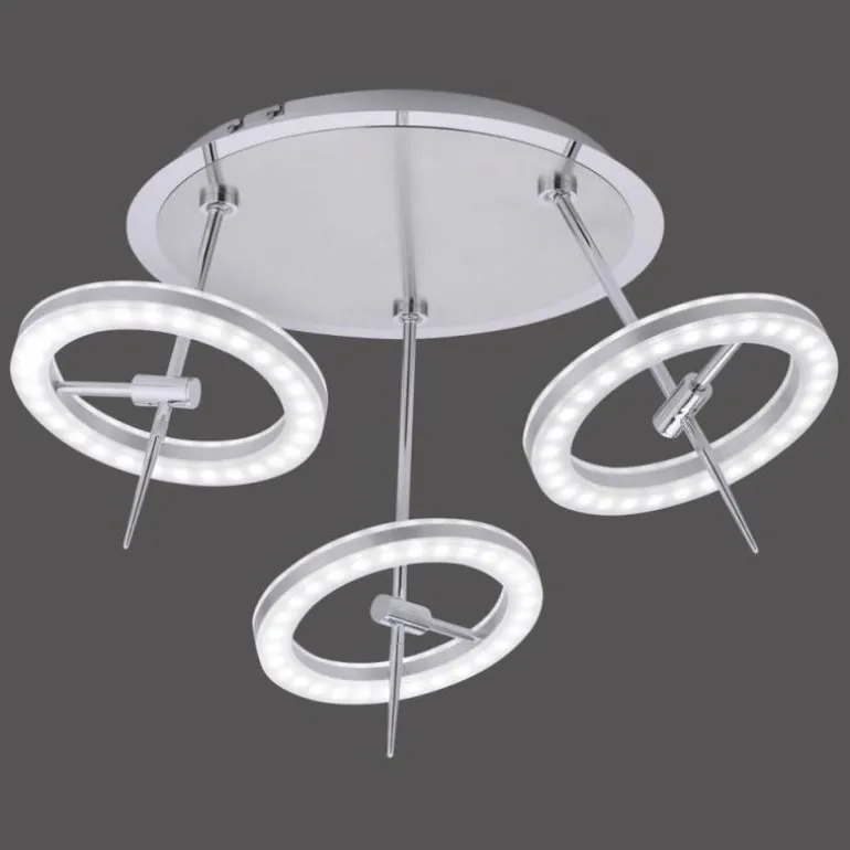 Plafonnier Paul Neuhaus Q-AMY LED Acier inoxydable, 6 lumières, Télécommandes
