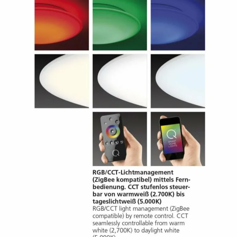 Plafonnier Paul Neuhaus Q-ARKTIS LED Blanc, 1 lumière, Télécommandes, Changeur de couleurs