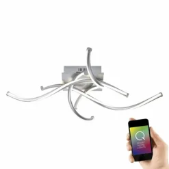 Plafonnier Paul Neuhaus Q-MALINA LED Nickel mat, 4 lumières, Télécommandes