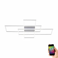 Plafonnier Paul Neuhaus Q-INIGO LED Nickel mat, 3 lumières, Télécommandes