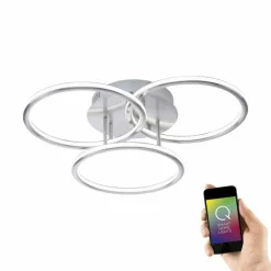 Plafonnier Paul Neuhaus Q-NEVIO LED Nickel mat, 3 lumières, Télécommandes