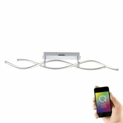 Plafonnier Paul Neuhaus Q-MALINA LED Acier inoxydable, 2 lumières, Télécommandes