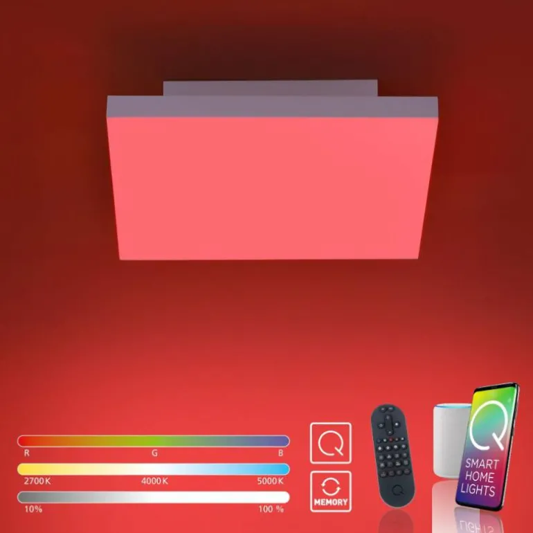 Plafonnier Paul Neuhaus Q-FLAG LED Blanc, 1 lumière, Télécommandes, Changeur de couleurs