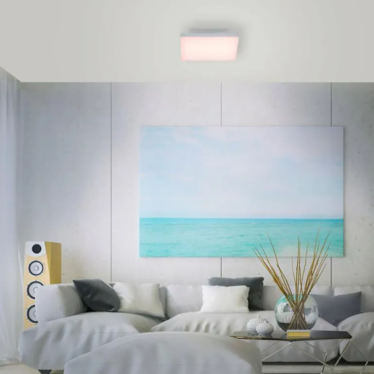 Plafonnier Paul Neuhaus Q-FLAG LED Blanc, 1 lumière, Télécommandes, Changeur de couleurs