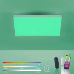 Plafonnier Paul Neuhaus Q-FLAG LED Blanc, 1 lumière, Télécommandes, Changeur de couleurs