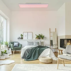 Plafonnier Paul Neuhaus Q-FLAG LED Blanc, 1 lumière, Télécommandes, Changeur de couleurs