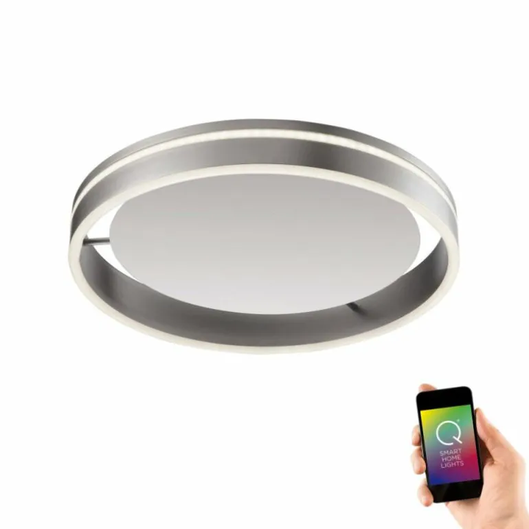 Plafonnier Paul Neuhaus Q-VITO LED Acier inoxydable, 1 lumière, Télécommandes