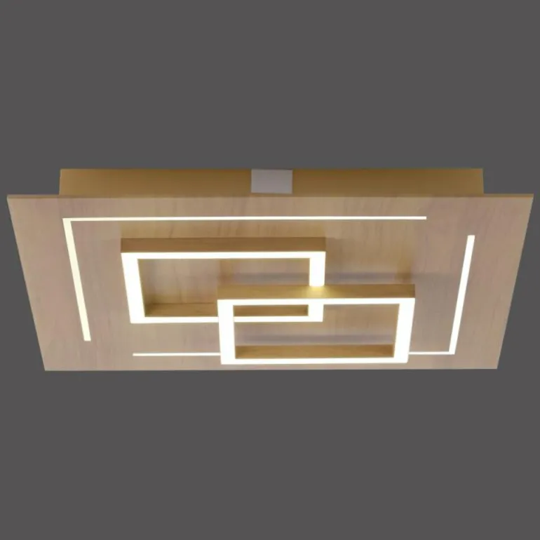 Plafonnier Paul Neuhaus Q-LINEA LED Bois clair, 4 lumières, Télécommandes