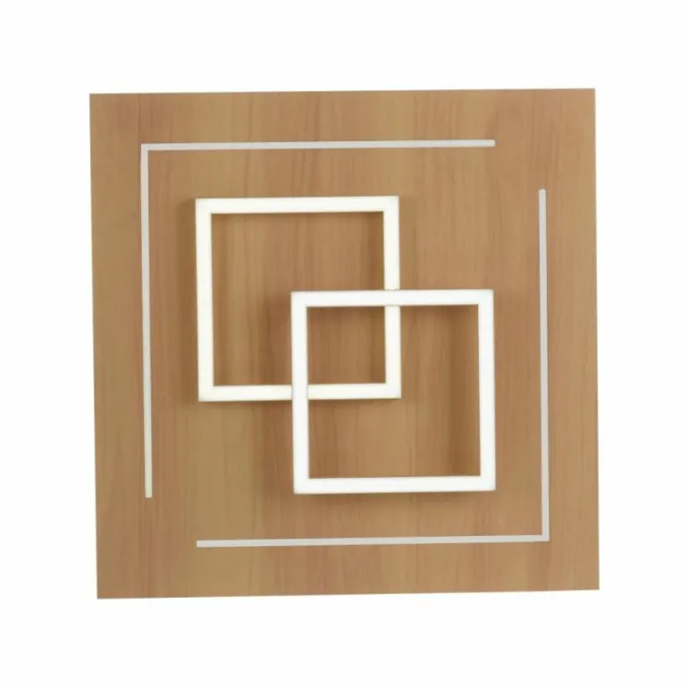 Plafonnier Paul Neuhaus Q-LINEA LED Bois clair, 4 lumières, Télécommandes