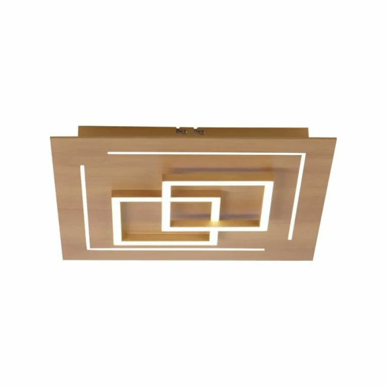 Plafonnier Paul Neuhaus Q-LINEA LED Bois clair, 4 lumières, Télécommandes