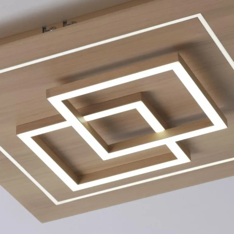 Plafonnier Paul Neuhaus Q-LINEA LED Bois clair, 4 lumières, Télécommandes