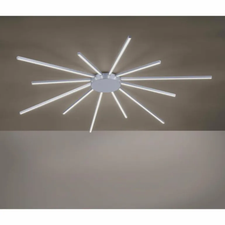 Plafonnier Paul Neuhaus Q-SUNSHINE LED Aluminium, 12 lumières, Télécommandes