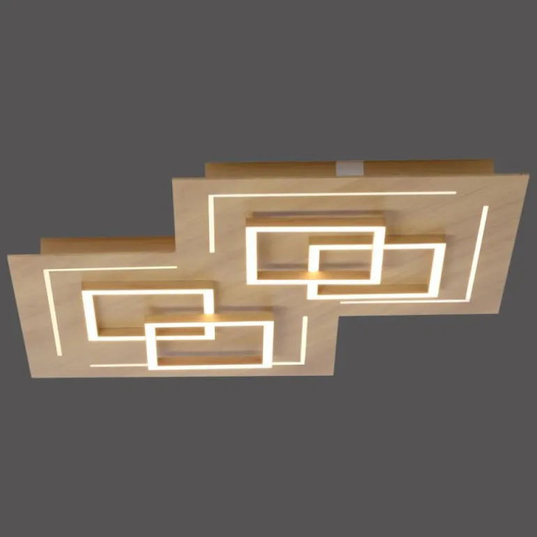 Plafonnier Paul Neuhaus Q-LINEA LED Bois clair, 8 lumières, Télécommandes