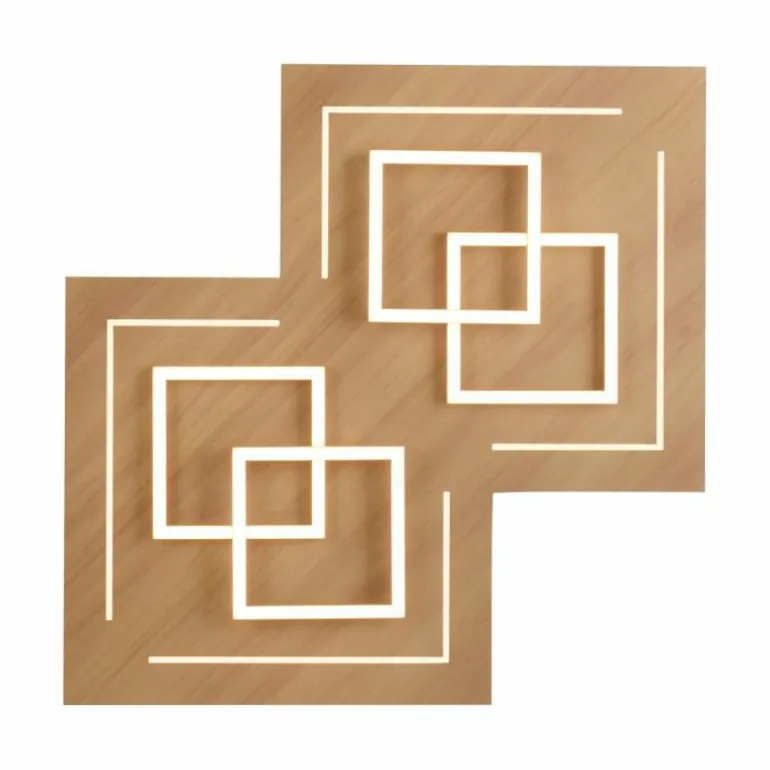 Plafonnier Paul Neuhaus Q-LINEA LED Bois clair, 8 lumières, Télécommandes