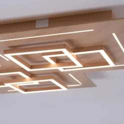 Plafonnier Paul Neuhaus Q-LINEA LED Bois clair, 8 lumières, Télécommandes