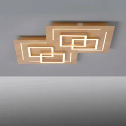 Plafonnier Paul Neuhaus Q-LINEA LED Bois clair, 8 lumières, Télécommandes