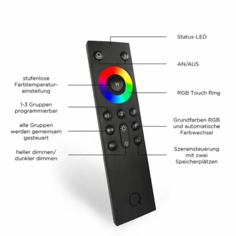 Plafonnier Paul Neuhaus Q-AMIRA LED Noir, 1 lumière, Télécommandes