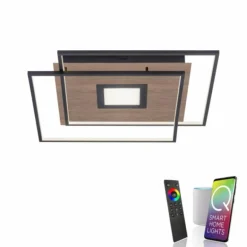 Plafonnier Paul Neuhaus Q-AMIRA LED Bois clair, 1 lumière, Télécommandes