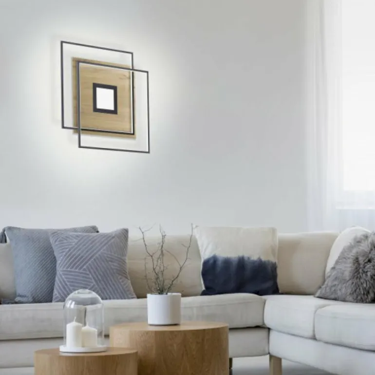 Plafonnier Paul Neuhaus Q-AMIRA LED Bois clair, 1 lumière, Télécommandes