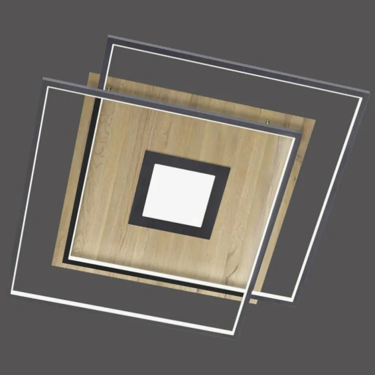 Plafonnier Paul Neuhaus Q-AMIRA LED Bois clair, 1 lumière, Télécommandes