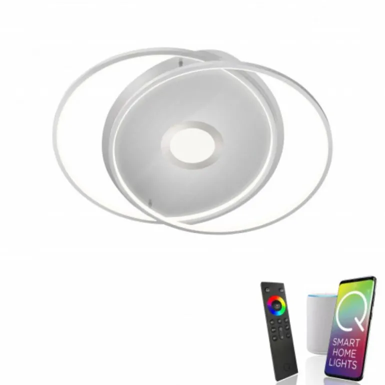 Plafonnier Paul Neuhaus Q-AMIRA LED Acier brossé, 1 lumière, Télécommandes