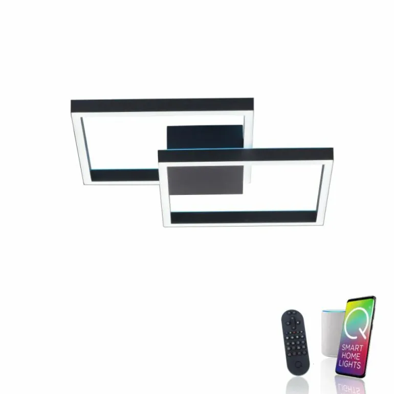 Plafonnier Paul Neuhaus Q-MARKO LED Noir, 1 lumière, Télécommandes, Changeur de couleurs