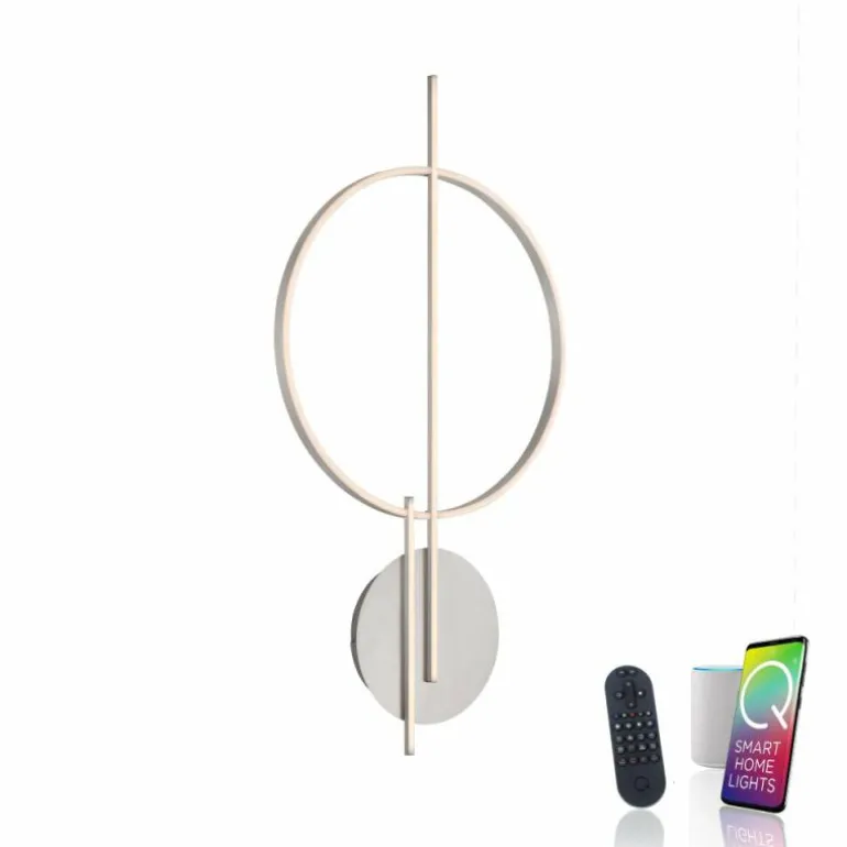 Plafonnier Paul Neuhaus Q-ARKOA LED Acier brossé, 1 lumière, Télécommandes, Changeur de couleurs