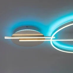 Plafonnier Paul Neuhaus Q-ARKOA LED Acier brossé, 1 lumière, Télécommandes, Changeur de couleurs