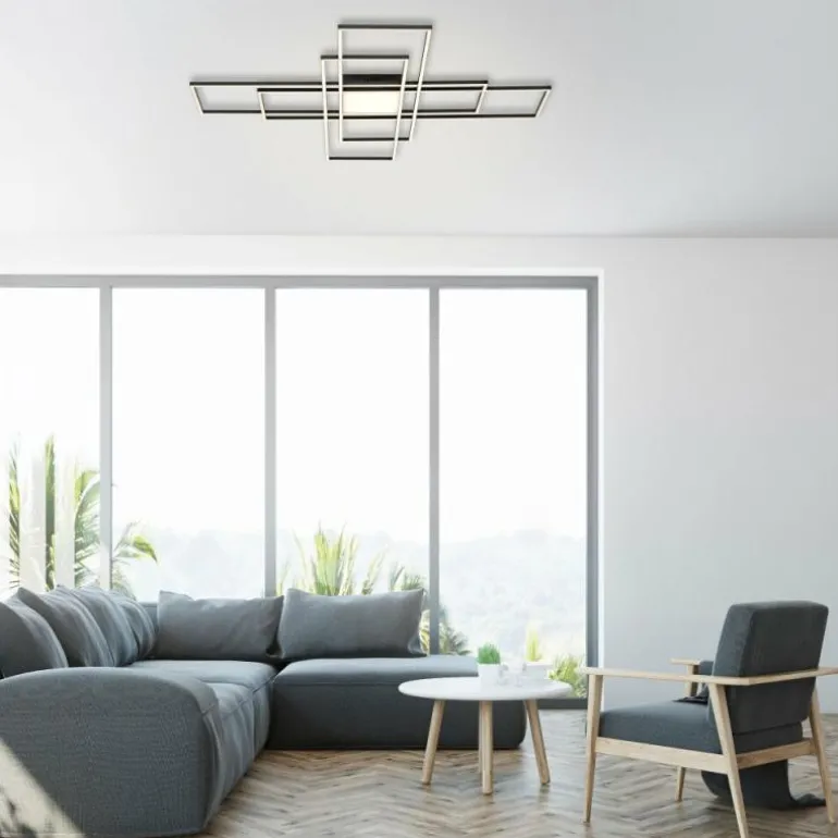 Plafonnier Paul Neuhaus Q-ASMIN LED Noir, 2 lumières, Télécommandes