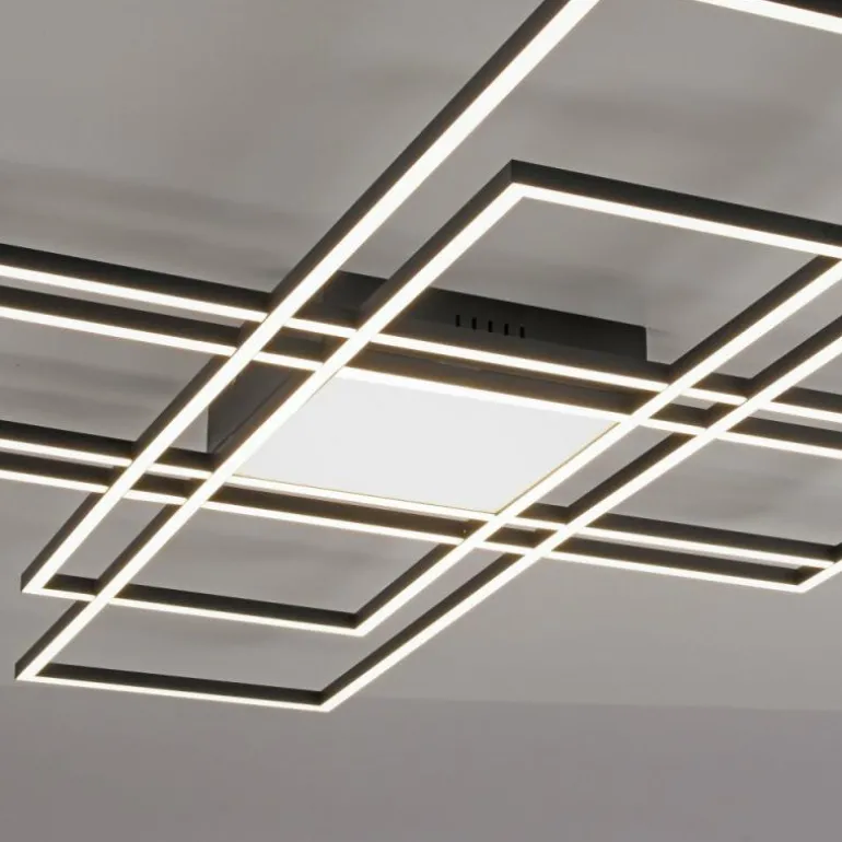 Plafonnier Paul Neuhaus Q-ASMIN LED Noir, 2 lumières, Télécommandes