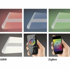 Plafonnier Paul Neuhaus Q-Riller LED Chrome, 2 lumières, Télécommandes, Changeur de couleurs