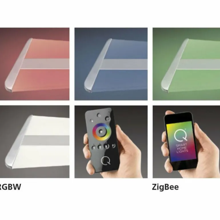 Plafonnier Paul Neuhaus Q-Riller LED Chrome, 2 lumières, Télécommandes, Changeur de couleurs