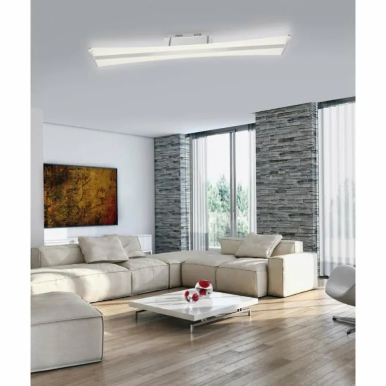 Plafonnier Paul Neuhaus Q-Riller LED Chrome, 2 lumières, Télécommandes, Changeur de couleurs