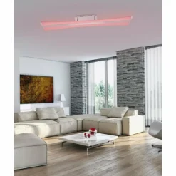 Plafonnier Paul Neuhaus Q-Riller LED Chrome, 2 lumières, Télécommandes, Changeur de couleurs