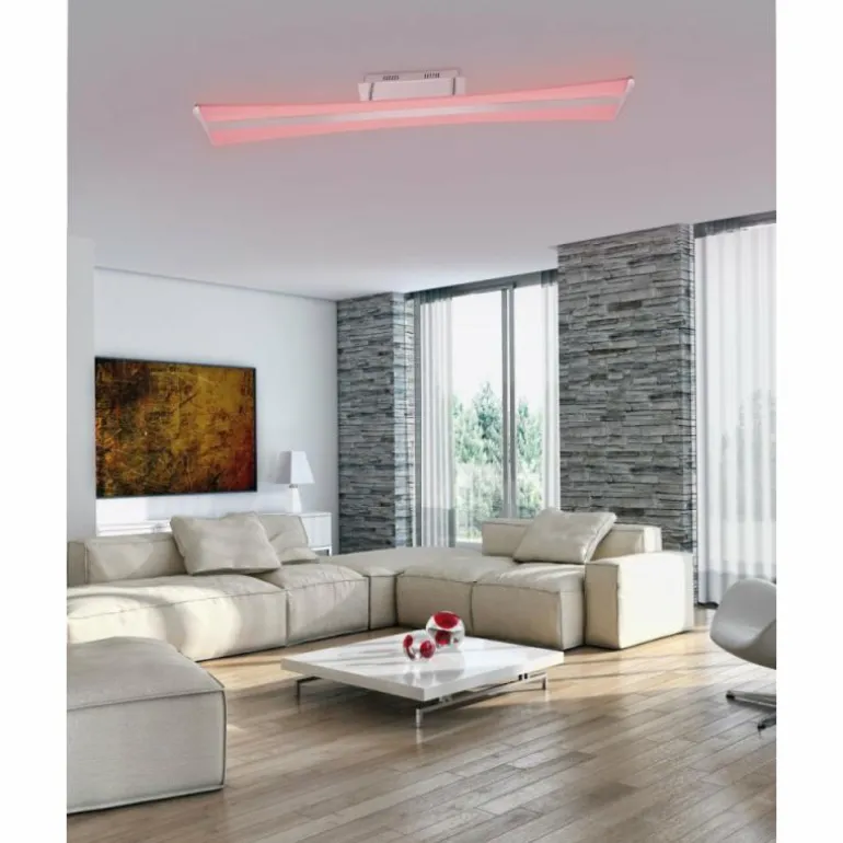 Plafonnier Paul Neuhaus Q-Riller LED Chrome, 2 lumières, Télécommandes, Changeur de couleurs