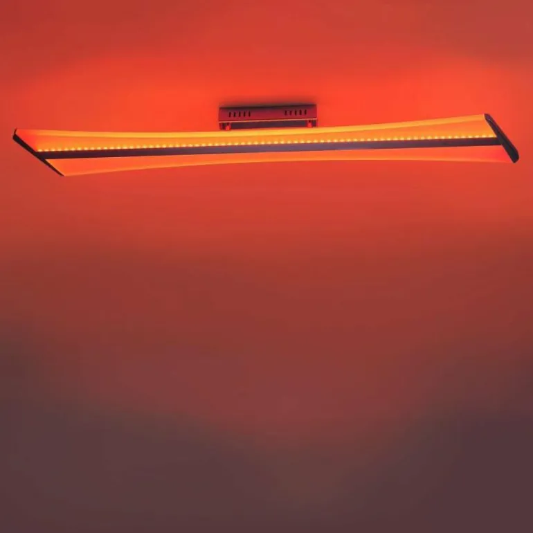 Plafonnier Paul Neuhaus Q-Riller LED Chrome, 2 lumières, Télécommandes, Changeur de couleurs