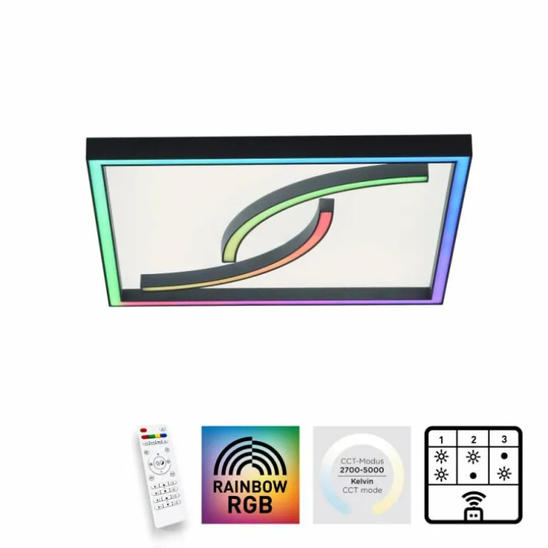 Plafonnier Paul Neuhaus SERPENT LED Noir, 1 lumière, Télécommandes, Changeur de couleurs