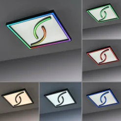 Plafonnier Paul Neuhaus SERPENT LED Noir, 1 lumière, Télécommandes, Changeur de couleurs