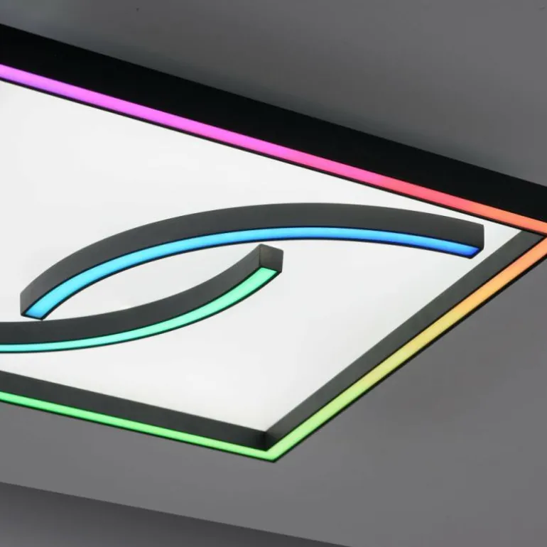 Plafonnier Paul Neuhaus SERPENT LED Noir, 1 lumière, Télécommandes, Changeur de couleurs