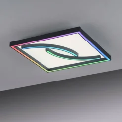 Plafonnier Paul Neuhaus SERPENT LED Noir, 1 lumière, Télécommandes, Changeur de couleurs