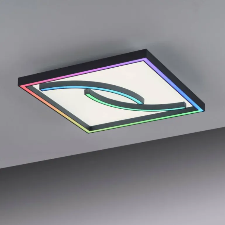 Plafonnier Paul Neuhaus SERPENT LED Noir, 1 lumière, Télécommandes, Changeur de couleurs