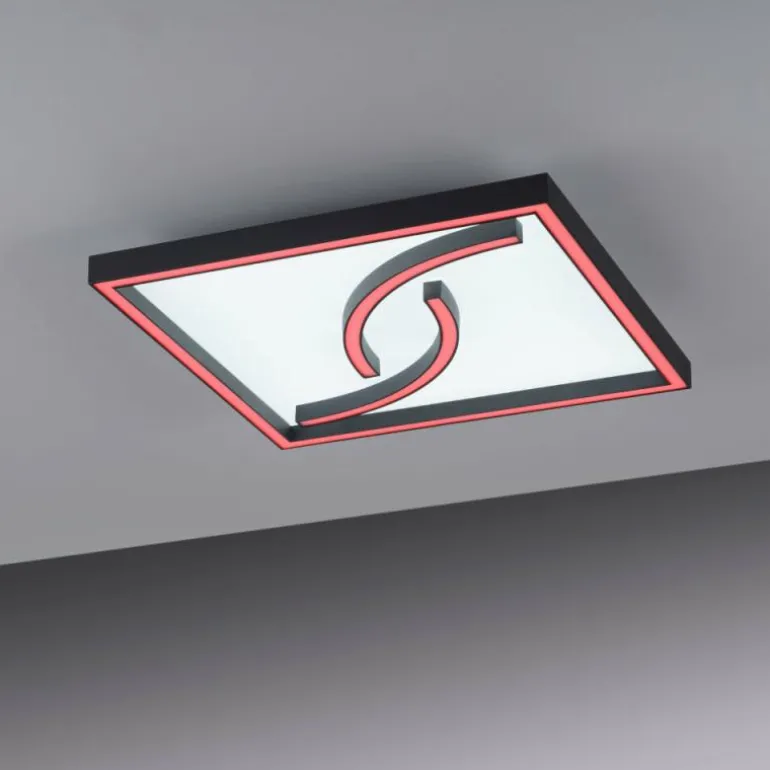 Plafonnier Paul Neuhaus SERPENT LED Noir, 1 lumière, Télécommandes, Changeur de couleurs