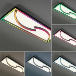 Plafonnier Paul Neuhaus SERPENT LED Noir, 1 lumière, Télécommandes, Changeur de couleurs