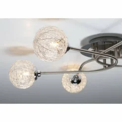 Plafonnier Paul Neuhaus WOMBLE Acier inoxydable, 6 lumières