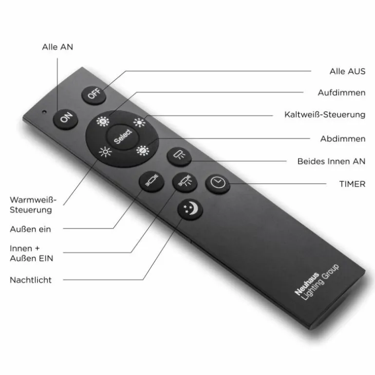 Plafonnier Paul-Neuhaus PALMA LED Écru, Noir, 2 lumières, Télécommandes