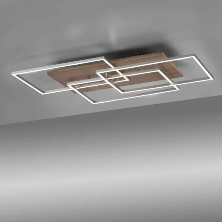 Plafonnier Paul-Neuhaus PALMA LED Écru, Acier brossé, 1 lumière, Télécommandes