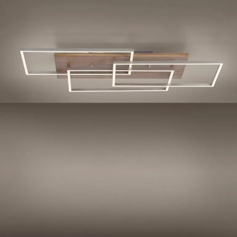 Plafonnier Paul-Neuhaus PALMA LED Écru, Acier brossé, 1 lumière, Télécommandes