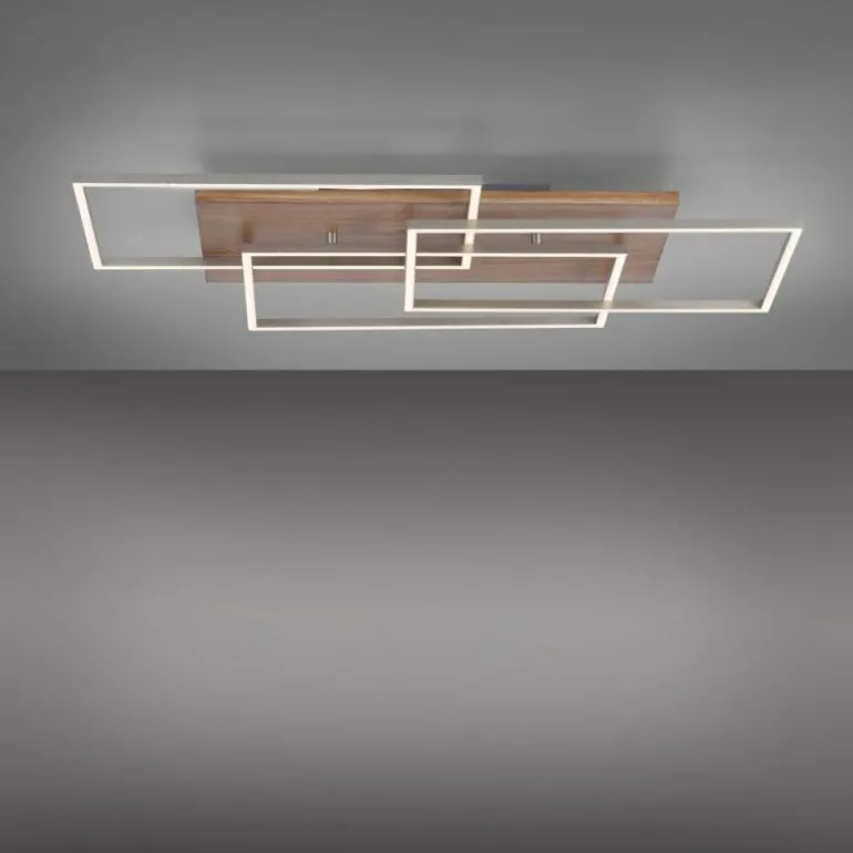 Plafonnier Paul-Neuhaus PALMA LED Écru, Acier brossé, 1 lumière, Télécommandes